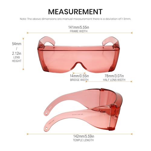 Calabria 3000 Fitover Safety Glasses with Uni-Lens – [Pink Fl-41-3 Pack] Wrap Around Eye Protection | Anti-Fog Scratch Resistant | Protective Eyewear - color: Pink Fl-41 (3 Pack)