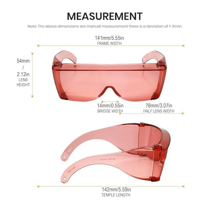 Calabria 3000 Fitover Safety Glasses with Uni-Lens – [Pink Fl-41-3 Pack] Wrap Around Eye Protection | Anti-Fog Scratch Resistant | Protective Eyewear - color: Pink Fl-41 (3 Pack)