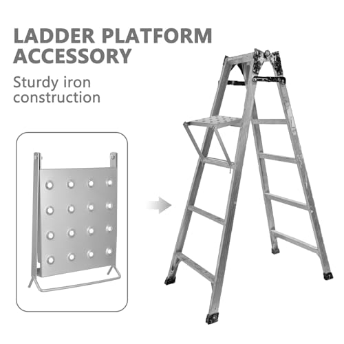 Holibanna Removable Tool Tray: Iron Ladder Accessory Platform - Non-Slip Folding Step Attachment for Painters Workshop Cleaning Home Improvement Supplies