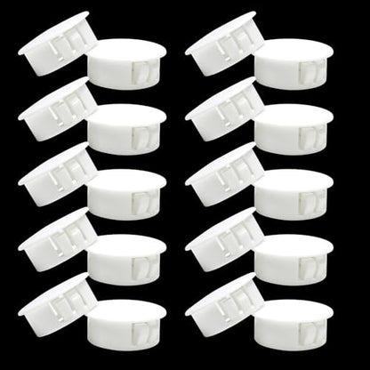 1 In/25 mm White Plastic Plug for Round Hole, Door Screw Hole Cover Snap in Locking Panel Plugs Fastener Covers for Kitchen Cabinet Furniture Electric Box, Tube Pipe Choke Plug, 20PCS - style: 25mm (1")