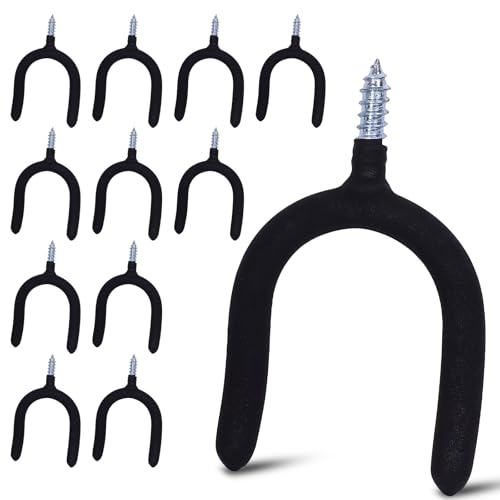 12 Pack Garage Storage System Steel U Hooks with Anti-Slip Coating Home Improvement and Organization Screw in Hooks Easy Wall Mounting Heavy Duty Bike and Ladder (Black, 12 Pack) - color: Black, size: 12 Pack