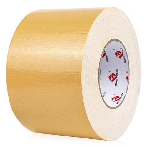 BOMEI PACK 4" Tan Brown Duct Tape Wide Roll, 4 Inch x 60 Yards, Industrial Grade, Heavy Duty, Waterproof and UV Resistant, Residue Free for Repairing - color: Tan