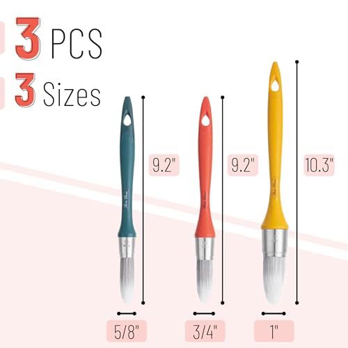 Bates- Trim Paint Brush, 3 pcs, 5/8”, 3/4” and 1”, Ergonomic Handles, Sunset Coastline Colors, Trim Brushes for Painting - color: Sunset Coastline