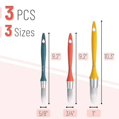 Bates- Trim Paint Brush, 3 pcs, 5/8”, 3/4” and 1”, Ergonomic Handles, Sunset Coastline Colors, Trim Brushes for Painting - color: Sunset Coastline