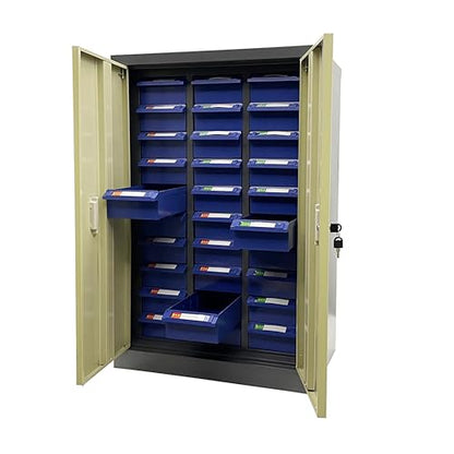 Parts Cabinet Screw Hardware Spare Parts Storage Organizer with 30 Large Drawers 11.4*5.7*2.8 inch for Bolts Nuts Legos Beads Metals Documents Garages Factories Offices with Lockable Door