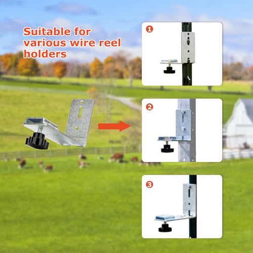 4 Pack T-Post Mounting Bracket, Electrical Wire Spool Rack, Wire Reel Holder Stud Reel Accessories, Retractable Extension Cord Reel Fixed Tool, for Hanging Wire Reels on Studs