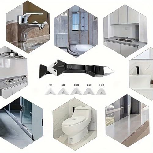 5 in 1 Silicone Caulking Grout Removal Sealant Finishing Tool Adhesive Residue Scraper Seam Repair Kit for Kitchen Bathroom