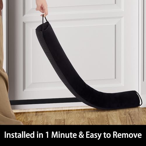 Weighted Door Draft Stopper 36 Inch Triangle Door Snake Blocker Cold Air Noise Light Under Door Sweep Weather Stripping Door Seal More Fits 0 to 3" Large Door Gaps,Quick Install Black - size: 36.5