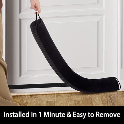 Weighted Door Draft Stopper 36 Inch Triangle Door Snake Blocker Cold Air Noise Light Under Door Sweep Weather Stripping Door Seal More Fits 0 to 3" Large Door Gaps,Quick Install Black - size: 36.5