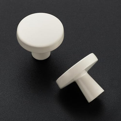 Ravinte 25 Pack Drawer Pulls 1-1/4 Inch Kitchen Cabinet Knobs Solid Round Dresser Drawer Knobs White Dresser Knobs Simple Cabinet Hardware for Cupboard - color: White