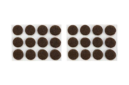 Shepherd Hardware 9958 1/2-Inch Self-Adhesive Felt Furniture Pads, 24-Pack, Brown