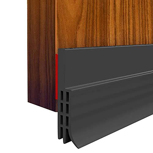 Suptikes 2 Pack Door Draft Stopper, Door Sweep for Exterior/Interior Doors, Under Door Seal Under Door Draft Blocker, Soundproof Door Bottom Weather Stripping, 2" W x 39" L, Black - color: Black