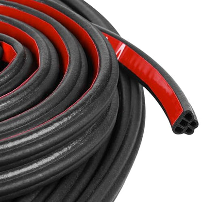 Kikerike Car Weather Stripping Self Adhesive 53Ft Double Layer 5-Hole Universal Automotive Soundproofing Weatherstrip Car Door Rubber Seal Strips for Car RV Truck Doors Window - size: 53Ft