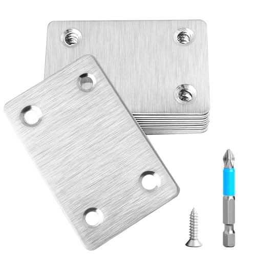 12 Pcs Mending Plate, 2.37 x 1.5 inch Stainless Steel Flat Plates with Holes, Straight Metal Mounting Braces Brackets Kit for Furniture, Wood Joint Connector (Silver, 2.36 inch) - color: Silver, size: 2.36 inch