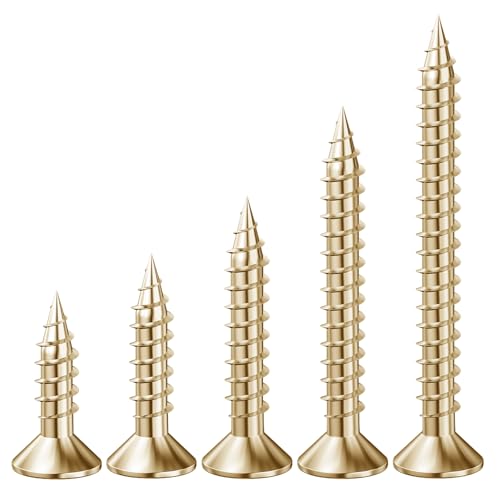 Wensilon (150Pcs) Yellow Zinc Wood Screw Quick Metal Self Tapping Flat Head with Drywall Plastic Anchors kit - size: Yellow Flat Head Wood Screws