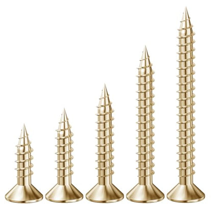 Wensilon (150Pcs) Yellow Zinc Wood Screw Quick Metal Self Tapping Flat Head with Drywall Plastic Anchors kit - size: Yellow Flat Head Wood Screws
