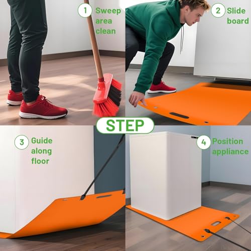 Large Appliance Slider with Pull Strap,Furniture Moving Sliders for Floor Protection Premium Moving Mat for Tile Carpet and Hardwood Floor (49'' x 30'' Orange) - size: 49'' x 30'' Orange