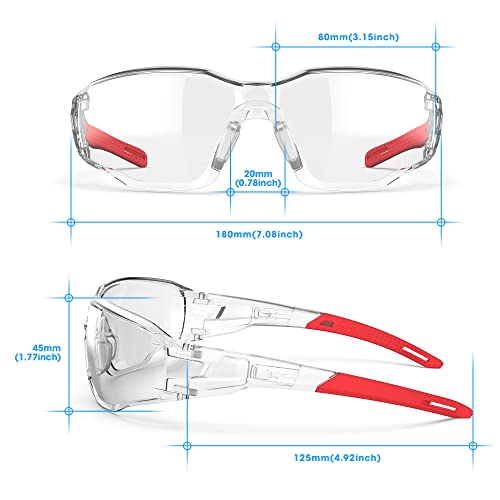 Safety Glasses Anti-Fog Lens,Adjustable Frames Eye Protection Goggles For Men Women - color: Red