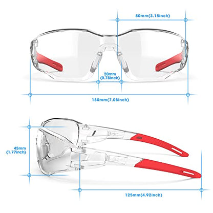 Safety Glasses Anti-Fog Lens,Adjustable Frames Eye Protection Goggles For Men Women - color: Red