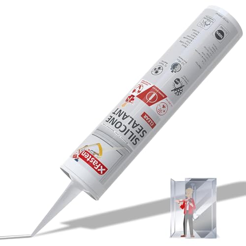 XFasten Clear Silicone Caulk Neutral Cure 10.1 oz – 100% Waterproof Silicone Sealant, Crack and Shrink Resistant, Low Odor, Strong Adhesion Caulking for Kitchen, Bath, Window, Shower, Outdoor Use - size: Single Pack (10.1 oz)