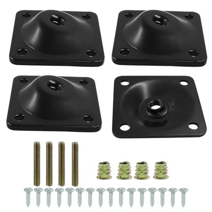 12 Degree Angled Leg Mounting Plates Kit, M8 Thread Furniture Sofa Legs Attachment Plates T-Plate for Repairing Damaged Sofa Couch Seats, with Hanger Bolts, Screws (Black, Set of 4) - color: Black, size: 5/16" (M8) -12 Degree