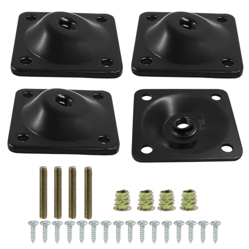 12 Degree Angled Leg Mounting Plates Kit, M8 Thread Furniture Sofa Legs Attachment Plates T-Plate for Repairing Damaged Sofa Couch Seats, with Hanger Bolts, Screws (Black, Set of 4) - color: Black, size: 5/16" (M8) -12 Degree