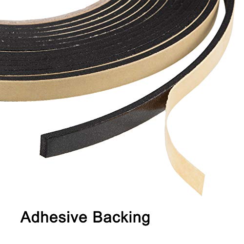 uxcell Sealing Foam Tape 10mm Wide 3mm Thick 5m/16.4ft Long, EVA Self Adhesive Weather Strip for Window Door Insulation - size: 10mmx3mmx5m