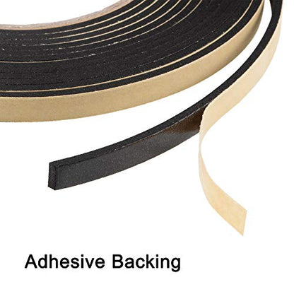 uxcell Sealing Foam Tape 10mm Wide 3mm Thick 5m/16.4ft Long, EVA Self Adhesive Weather Strip for Window Door Insulation - size: 10mmx3mmx5m