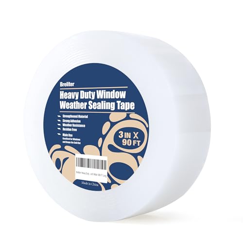 Breliter Heavy Duty Window Weather Sealing Tape - Transparent, 3 Inch Wide x 90 FT Long, Plastic, PEWST001 - size: 3IN x 90FT