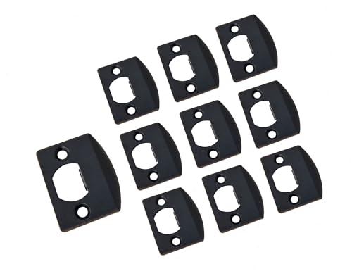 QCAA Solid Brass Latch Strike Plate L 2-1/4" x W 1-7/16", Screw Hole CTC 1-5/8", Aged Classic Bronze, Made in Taiwan, 10 Pack - color: Aged Classic Bronze, size: 10 Pack