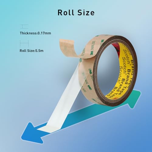 Double Sided Tape 9495LE 1/2" x 18Ft Made of 3M Pack of 1 Heavy Duty Clear Adhesive Tape for Electronics Bonding Attachment Laptop Phone Repairs Arts Crafts Leather Work Card Making - size: 1/2" x 18Ft