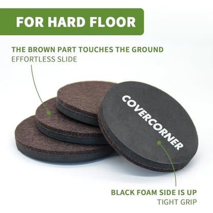 Furniture Sliders for Hardwood Floors 16 PCS - 3 1/2 inch Sliders for Moving Furniture – Felt Furniture Pads for Hardwood Floors Brown - size: 16 Pcs 3 1/2" Brown