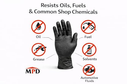 MPD Cobra Guard PRO Black 8-Mil Nitrile Gloves, Diamond Textured Torque Grip. - size: XX-Large, style: Case of 1x100