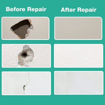 16Pcs Wall Patch Repair Kit - 4/6/8 Inch Drywall Repair Patch Kits- Aluminum Dry Wall Hole Patch for Large & Small Hole - Ceiling & Sheet Rock Repair Kit with Sandpaper & Putty Knife Scraper