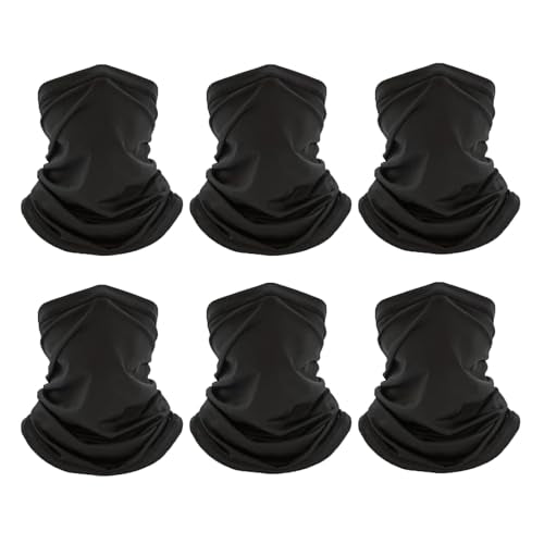 Neck Gaiter Bandana Face Mask: 6 Pack Cooling Gator Mask Ski Neck Scarf Breathable Face Cover Balaclava - color: Color Black 6pack