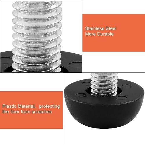 Litoexpe M8 Adjustable Furniture Leg Levelers, 8pcs Thread Screw in Furniture Leveling Feet Glides, Outdoor Patio Furniture Legs for Table, Chair, Desk, Cabinet