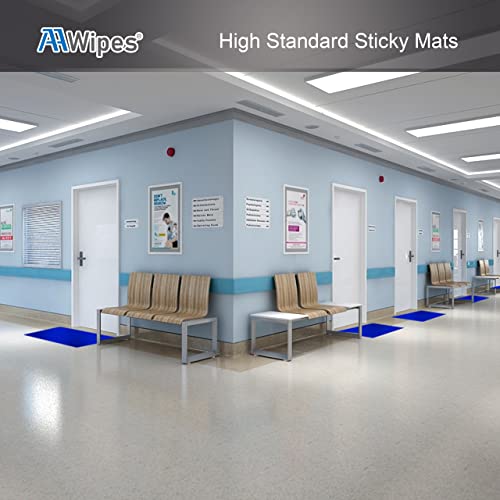 AAwipes Sticky Mats 18" x 36" Blue (Case of 10 Mats, 30 Sheets/Mat) Cleanroom, Construction, Laboratory, Hospital, Medical Office, Gym, Pet - size: 18" x 36"