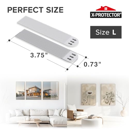 X-Protector Picture Hanging Strips - 20 Pairs Damage Free Picture Hangers - Self Adhesive Hangers Without Nails - Heavy Duty Wall Hanging Strips - Wall Sticky for Hanging Up to 20 LBS (Size L) - size: L