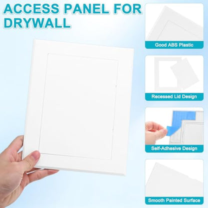 M METERXITY 2-Pack Access Panel for Drywall, 7x5 Inch Plastic Self Adhesive Wall Hole Cover Access Doors for Wiring Cable/Ceiling, Removable Plumbing Wall Panel [White, Rectangle] - color: White