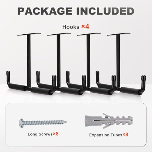 LEICHTEN 4 Pcs Upgraded Overhead Garage Storage Rack, Durable Garage Ceiling Storage Racks, Garages Overhead Lumber Storage Racks, Hanging for for Ladders, Ski Tools, Bikes, Tires, Gardening Tools