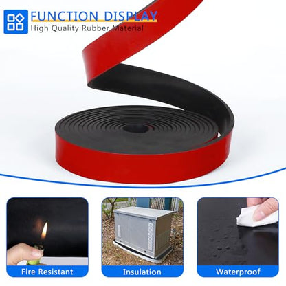 WochiTV Adhesive Solid Rubber Strips, 1" Wide x 1/16" Thick x 360" Long Self Stick Black Neoprene Rubber Rolls Perfect for DIY Insulation Cushion Gasket, Sealing, Liner, Weather Striping - size: 1" W X 360" L, style: 1/16" Thick Adhesive