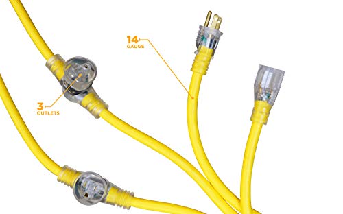 Coleman Cable 9001 14/3 STW Cord Runner Extension Cord, 25-Foot