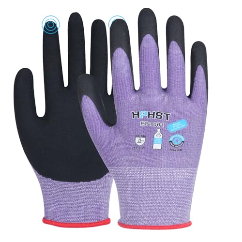 Work Gloves for Women, Eco Friendly Safety Work Gloves with Breathable Rubber Coated, Smart Touch,3 Pairs - color: Purple, size: Small