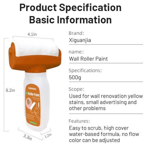 White Paint - for Effortless Cleaning & Pristine Walls,Small Roller Brush Repair Kit,Scratch & Yellowing Fixes, Water-Based, Ideal for Home Aesthetics Upgrade(500g, White) - style: 1Pack