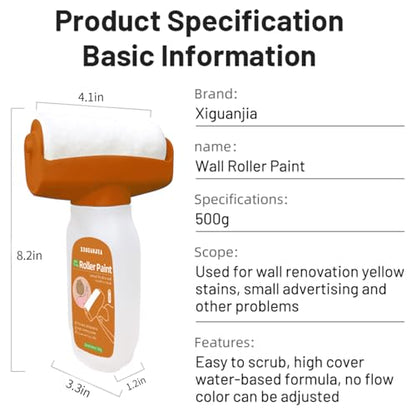 White Paint - for Effortless Cleaning & Pristine Walls,Small Roller Brush Repair Kit,Scratch & Yellowing Fixes, Water-Based, Ideal for Home Aesthetics Upgrade(500g, White) - style: 1Pack