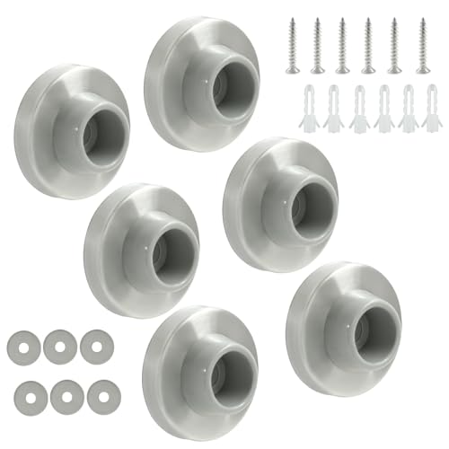 Concave Wall Door Bumper Stop Brushed Satin Nickel, 6 Pcs Stainless Steel Door Stoppers Wall Protector Door Stops, Round Rubber Door Knob Stoppers Wall Protector