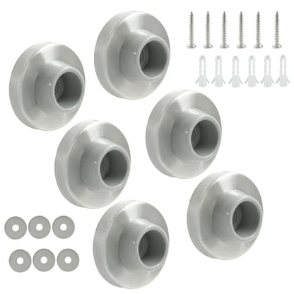Concave Wall Door Bumper Stop Brushed Satin Nickel, 6 Pcs Stainless Steel Door Stoppers Wall Protector Door Stops, Round Rubber Door Knob Stoppers Wall Protector
