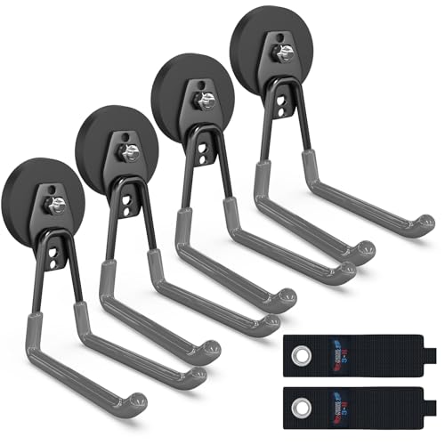 3-H Extra Strong Magnetic Hooks,Heavy Duty Large Anti-Slip Magnet Hooks U Shape,No-Drill Tool Holder for Garage,Power Drill,Garden Tools,Hose Storage,4 Pack Gray - color: Gray, size: 2.6"x4-MU