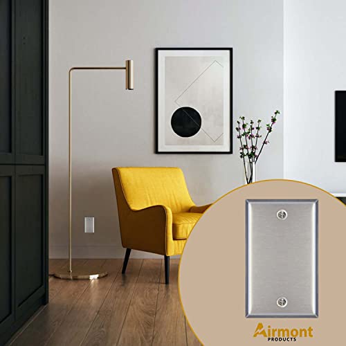 AP-10411, Stainless Steel Blank Wall Plates, 1 Gang Standard Size 4.50" x 2.76" Corrosion and Heat Resistant, Silver Metal, Cover Unused Electrical Sockets or Switch Holes - size: 1 Gang