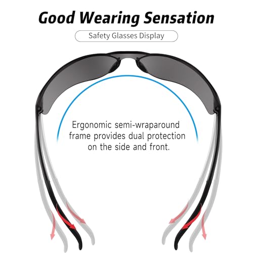 Salfboy Tinted Safety Glasses Bulk of 10 ANSI Z87.1 Protective Eyewear Scratch-Resistant for Work, Lab, Construction - color: 10 Grey